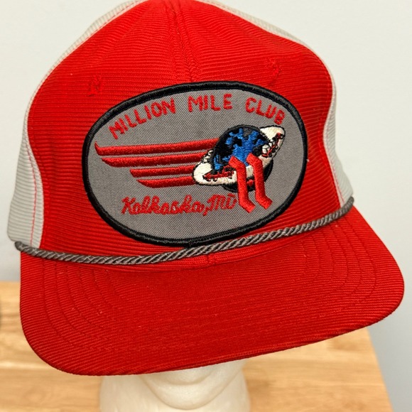 Vintage Halliburton Trucker Hat Red‎ Snapback Million Mile Kalkaska Michigan Oil